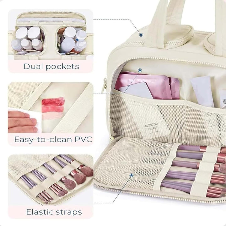 Handige Selvane reismake-up tas waterdicht, functioneert als 4-in-1 organizer voor al je cosmetica en toiletartikelen.