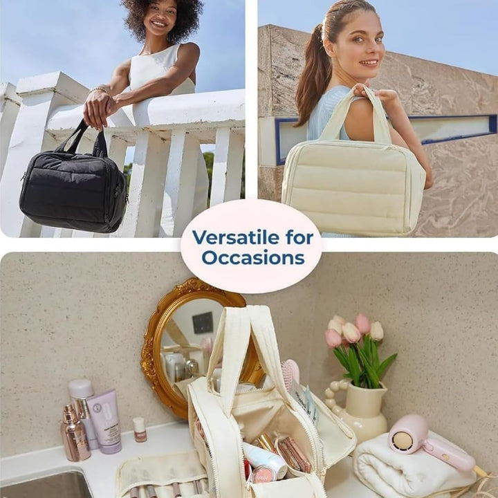Moderne grote dames toilettas van Selvane. Waterdichte organizer, ideaal voor cosmetica en make-up onderweg. Perfect voor reizen.