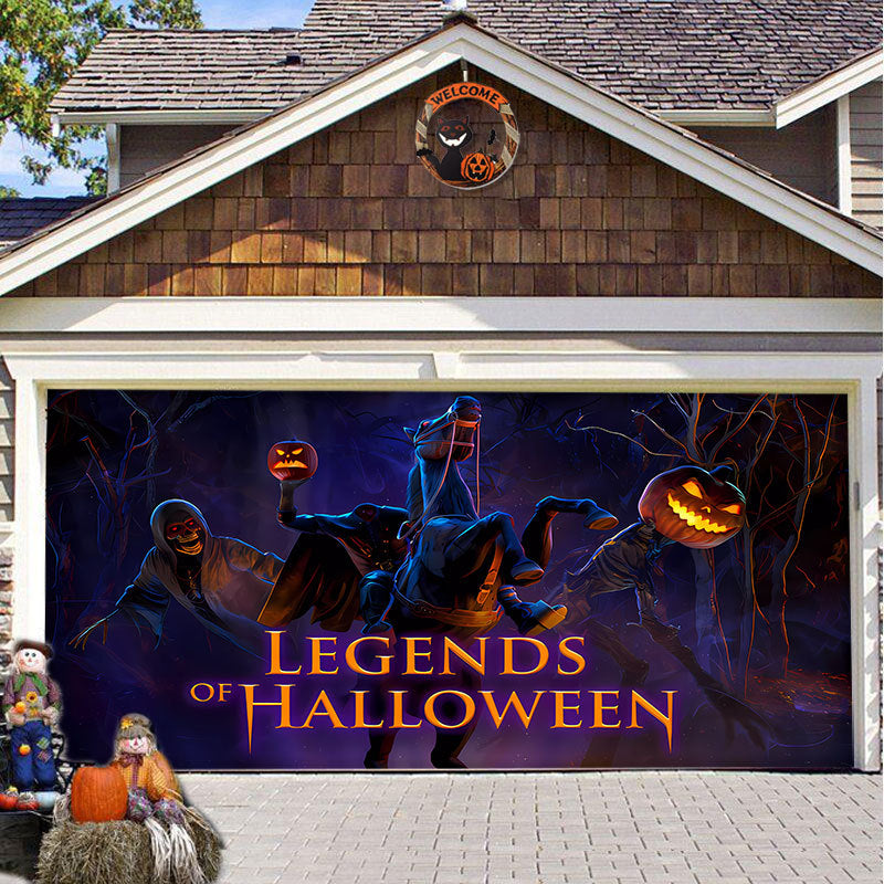 Snel te installeren griezelige garagedeurdecoratie voor Halloween, transformeert je huis direct.