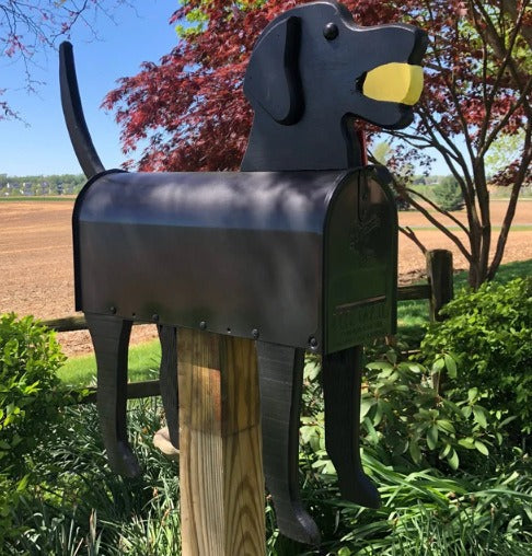Creatieve dieren brievenbus sculptuur. Unieke handgemaakte metalen tuindecoratie, perfect als origineel buiten cadeau.