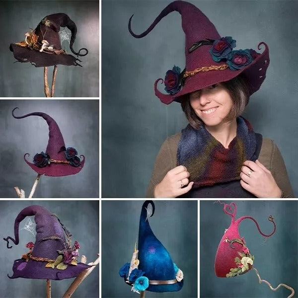 Veelzijdige unisex HexaHoed heksenhoed van merinowol vilt, een must-have kostuumaccessoire voor elke gelegenheid.