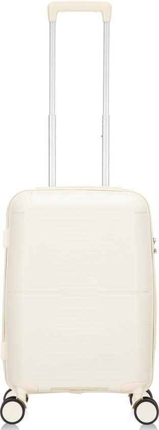 Compacte reiskoffer met comfortabel draaghandvat en stevige ritsen, ideaal voor handbagage.