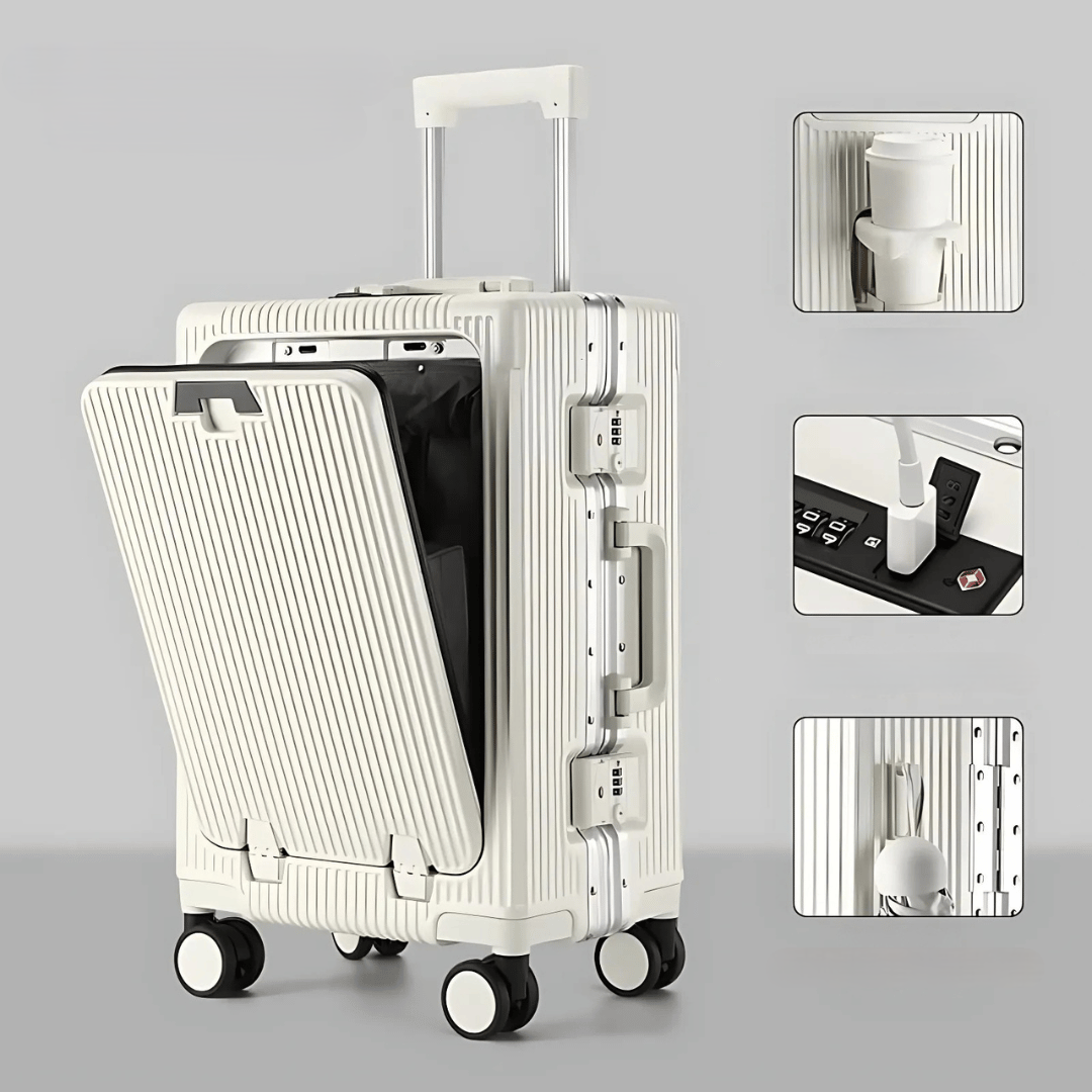 Ergonomische trekstang en soepele wielen op deze slimme Manhattan Pro handbagage koffer.