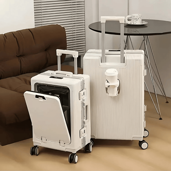 Robuuste Manhattan Pro handbagage koffer met soepele wielen en veilig TSA slot.