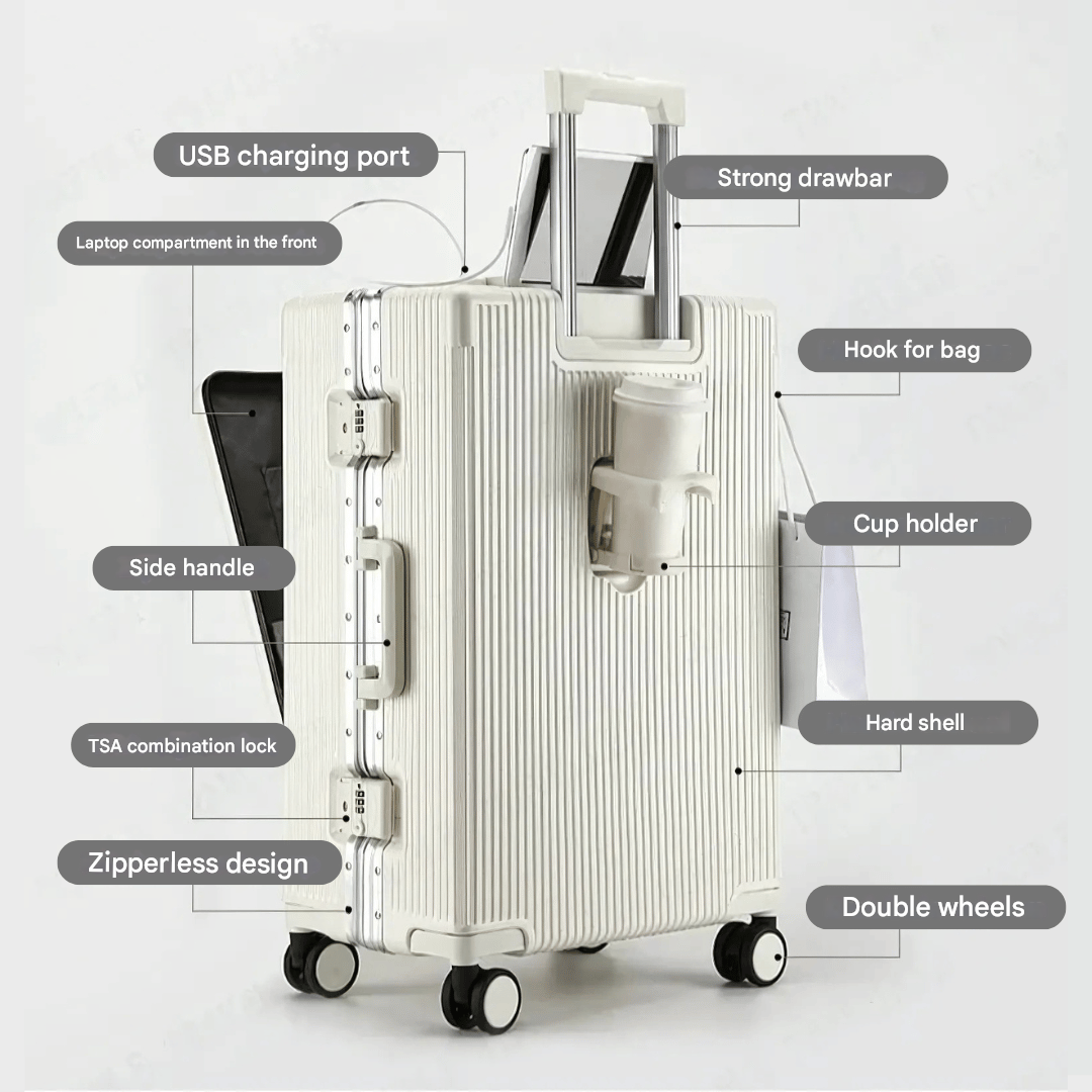 Efficiënte hardcase handbagage koffer Manhattan Pro, met handige interne laptoptas.