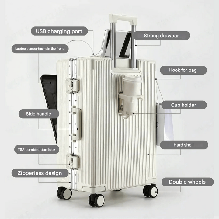 Efficiënte hardcase handbagage koffer Manhattan Pro, met handige interne laptoptas.