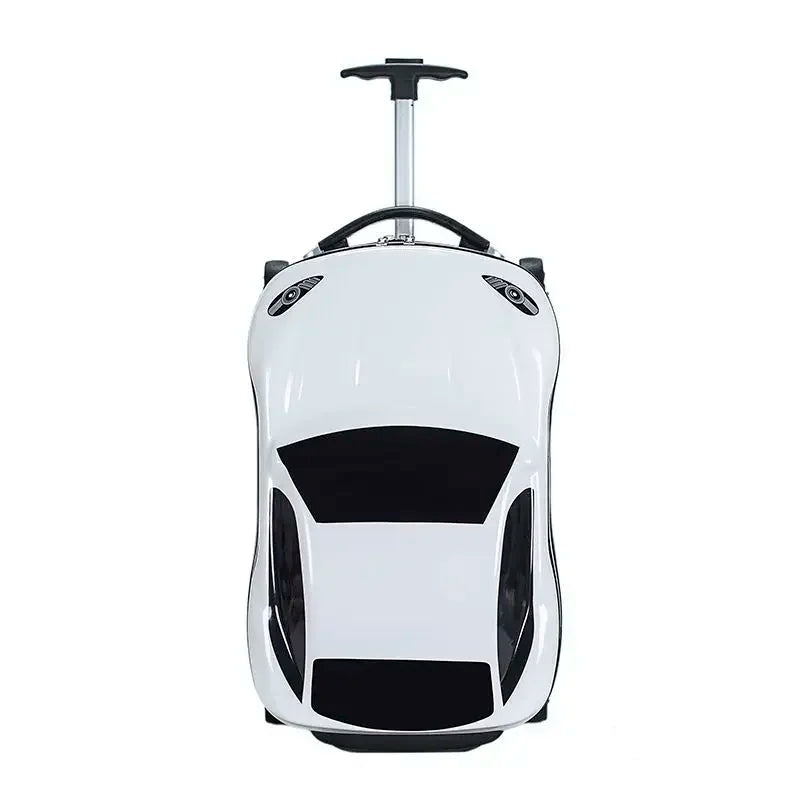 Uniek cadeau: hardschaal kinderkoffer met rood auto design, voor vrolijke kids.