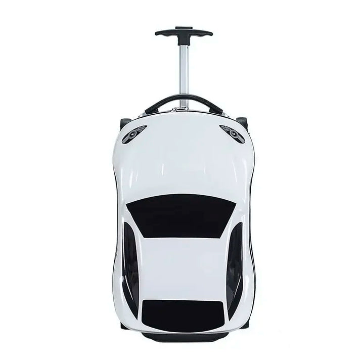 Uniek cadeau: hardschaal kinderkoffer met rood auto design, voor vrolijke kids.