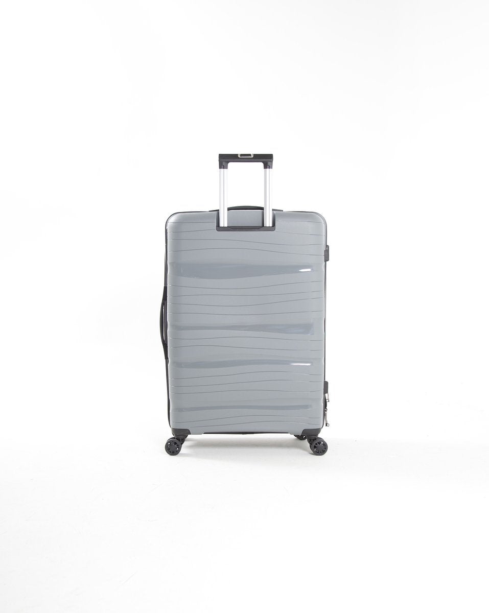 De stevige 360° zwenkwielen van deze duurzame reiskoffer Oslo garanderen soepele verplaatsing van je bagage.