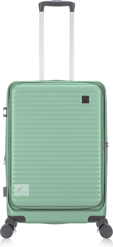 Georganiseerde reiskoffer met apart laptopvak en stevige harde schaal voor optimale bescherming.