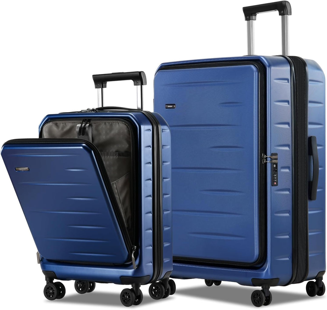 Stabiele uitbreidbare handbagage koffer met harde schil, voorklep, TSA-slot en wendbare dubbele wielen.