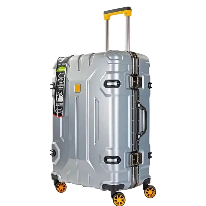 Duurzame hardschalen trolley met robuust aluminium frame, ideaal voor veilige bagage.