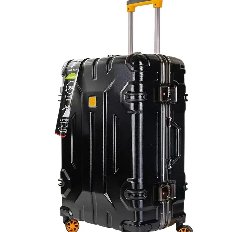 Hardschalen reiskoffer, aluminium frame, spinner trolley; stevige bagage voor lange reizen.