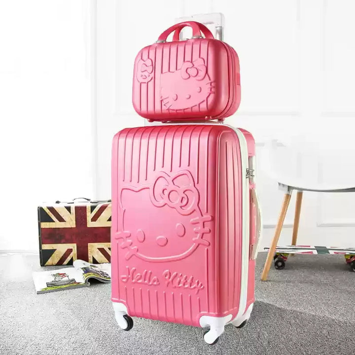 Vakantie koffer met vrolijke kattenprint, lichtgewicht hardshell en gebruiksvriendelijke spinnerwielen.