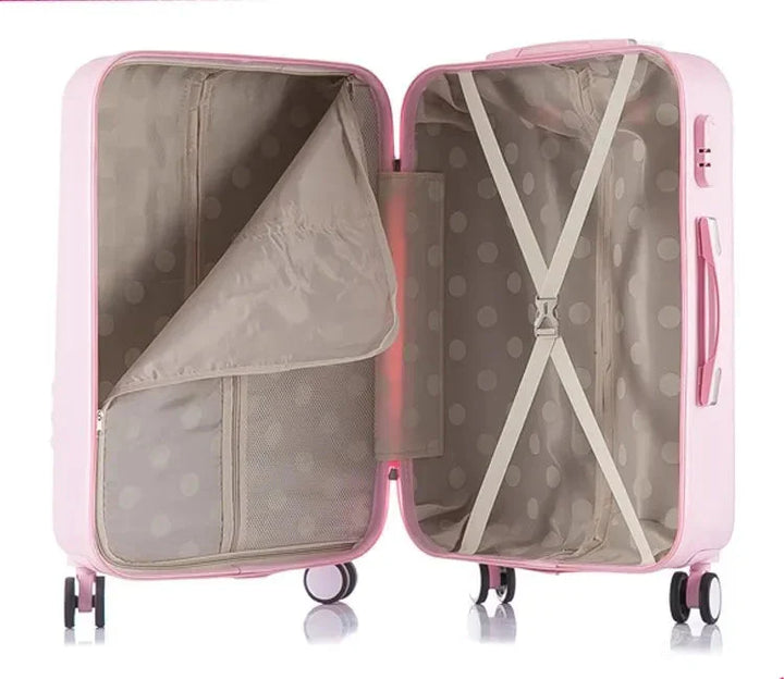Middelmaat reiskoffer met trendy kattenprint, robuuste hardshell en handige 360° spinnerwielen.