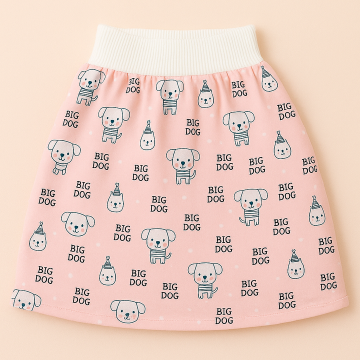 "Herbruikbare baby training pants, comfortabel en milieuvriendelijk, met schattige blauwe beertjes en roze hondjes patroon."
