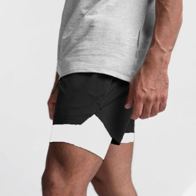 Heren 2-in-1 sportshorts Noah. Ademend en comfortabel, ideaal voor training en hardlopen.