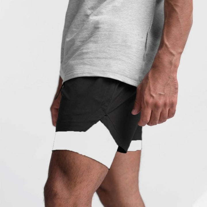 Heren 2-in-1 sportshorts Noah. Ademend en comfortabel, ideaal voor training en hardlopen.