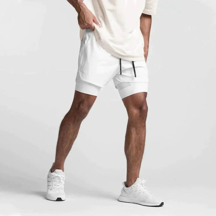 Nieuwe collectie heren 2-in-1 sportshorts. Ademend, comfortabel en stijlvol voor elke sportactiviteit.