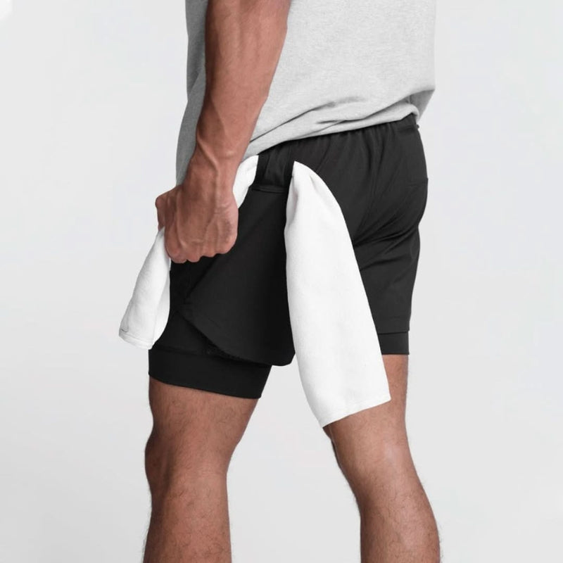 Veelzijdige heren korte sportbroek Noah, met binnenshorts. Ideaal voor intensieve training en sport.