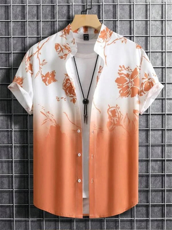Heren 3D bloemenprint Hawaii overhemd, trendy & comfortabel voor zomer.