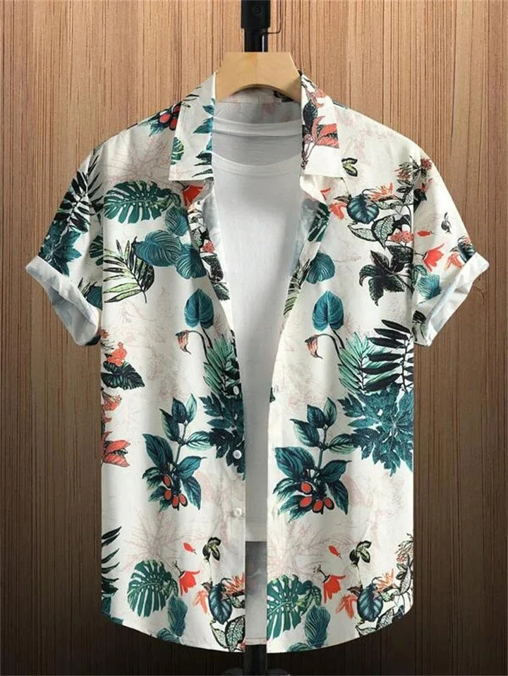 Trendy heren overhemd met 3D bloemenprint, comfortabele pasvorm, perfect voor zomer.