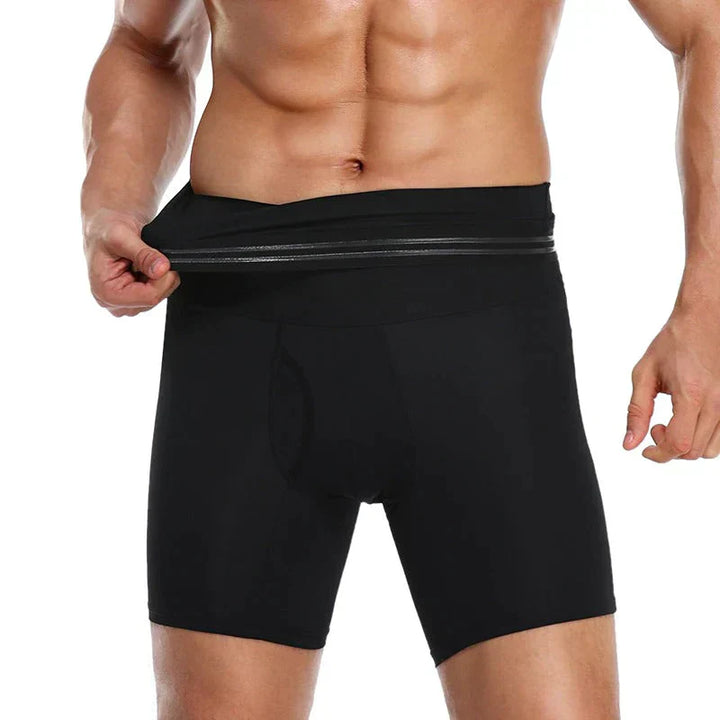 Heren compressieshorts met hoge tailleband voor een strakker buikgebied en slanke look.