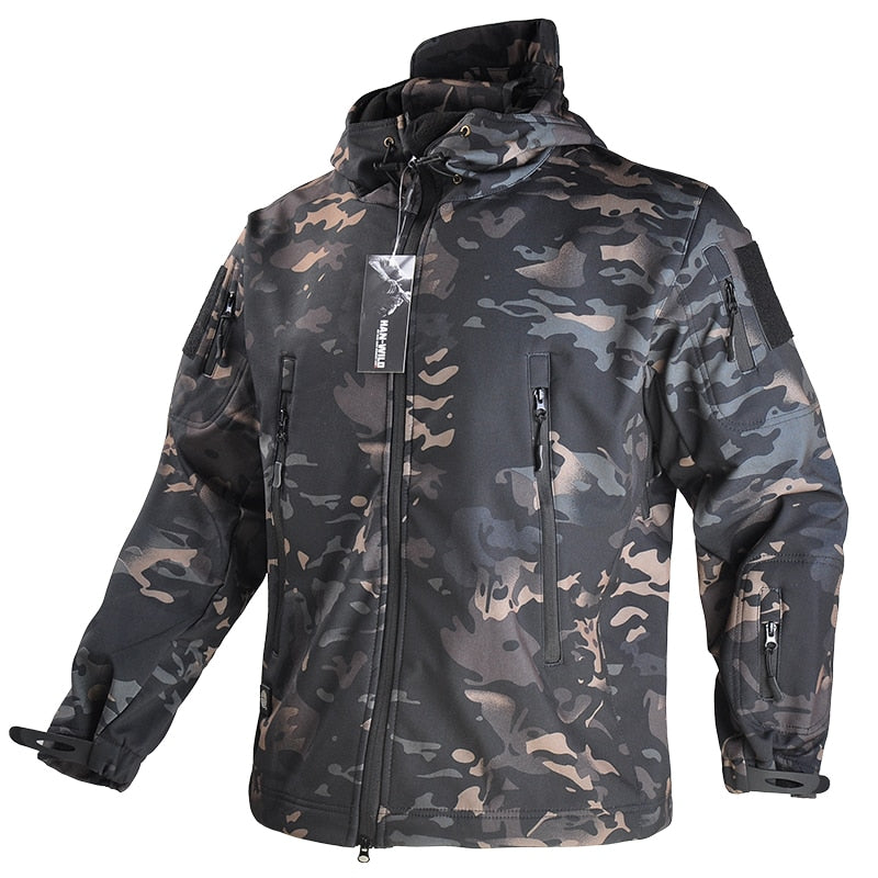 Stoere camouflage heren army jas, waterafstotend najaarsjack. Robuuste winddichte bovenkleding voor mannen.