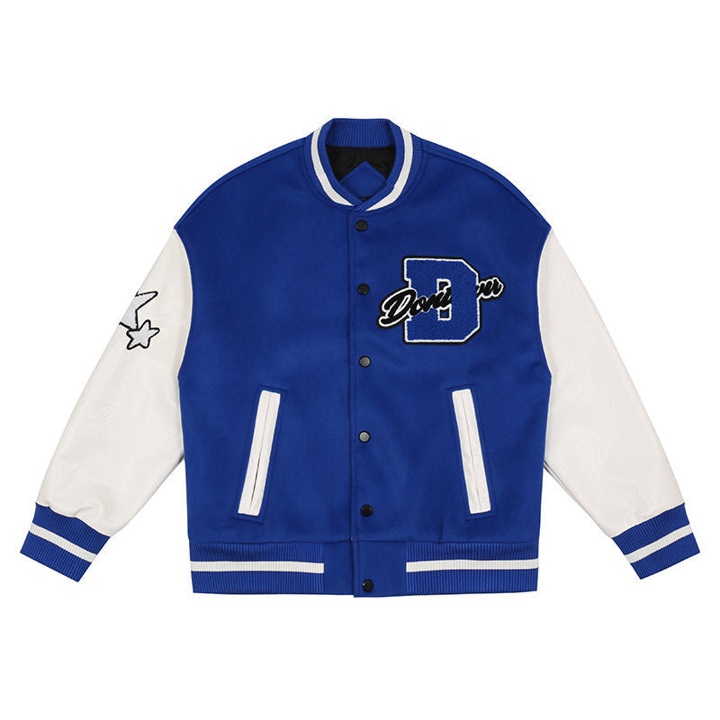 Groen heren baseballjack, warm bomberjack in American Style, voor een comfortabele casual look.