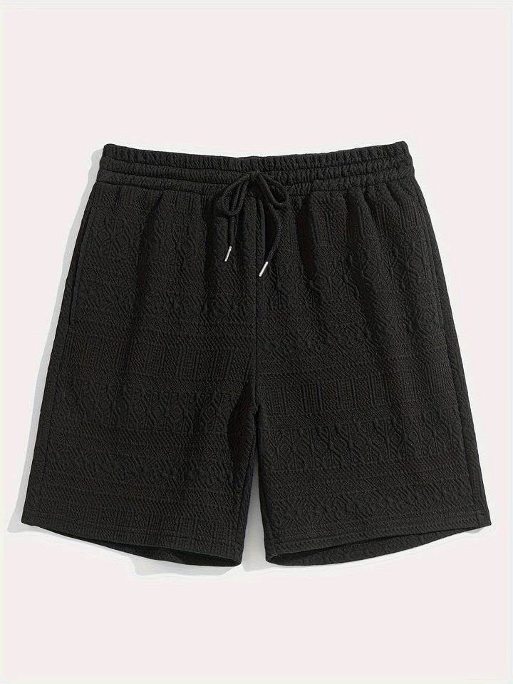 Zwarte heren zomer shorts met trekkoord, ideaal voor sport of casual vrije tijd, met comfortabele elastische tailleband.