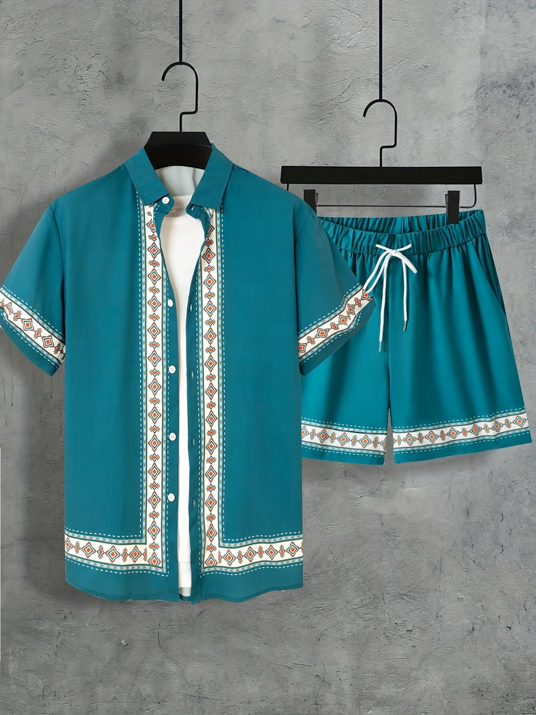 Malik heren zomer set: ademend boho shirt en bijpassende shorts voor ultiem comfort.