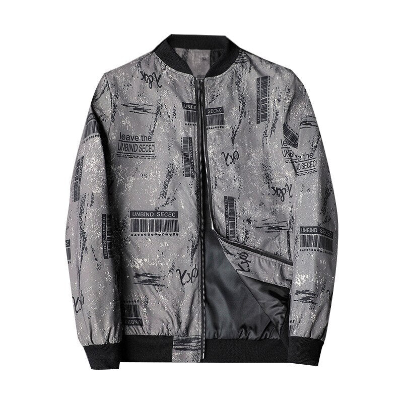 Trendy herenjack: een comfortabel bomberjack met abstracte print voor alle seizoenen.