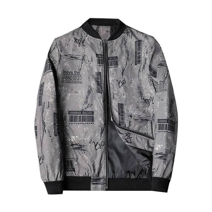Trendy herenjack: een comfortabel bomberjack met abstracte print voor alle seizoenen.