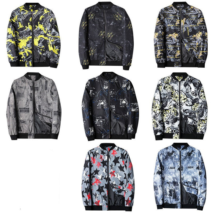 Herenkleding: een modern bomberjack met abstracte print, ideaal voor een frisse look.