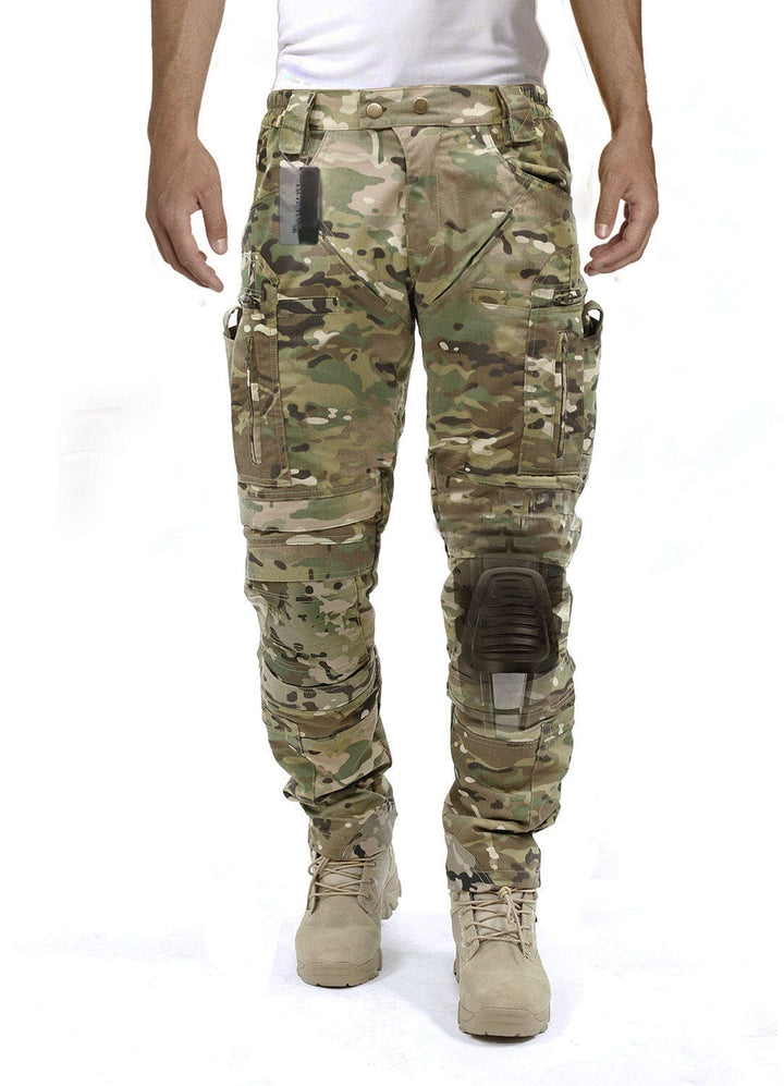 Achter-/zijkant van de heren outdoor cargo broek, veel zakken en robuust voor dagelijks gebruik.