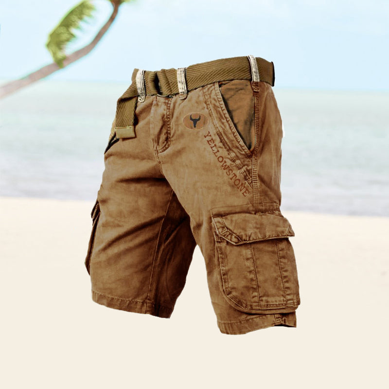 Heren cargo shorts Ethan gedragen tijdens een outdoor activiteit, veelzijdig en praktisch.