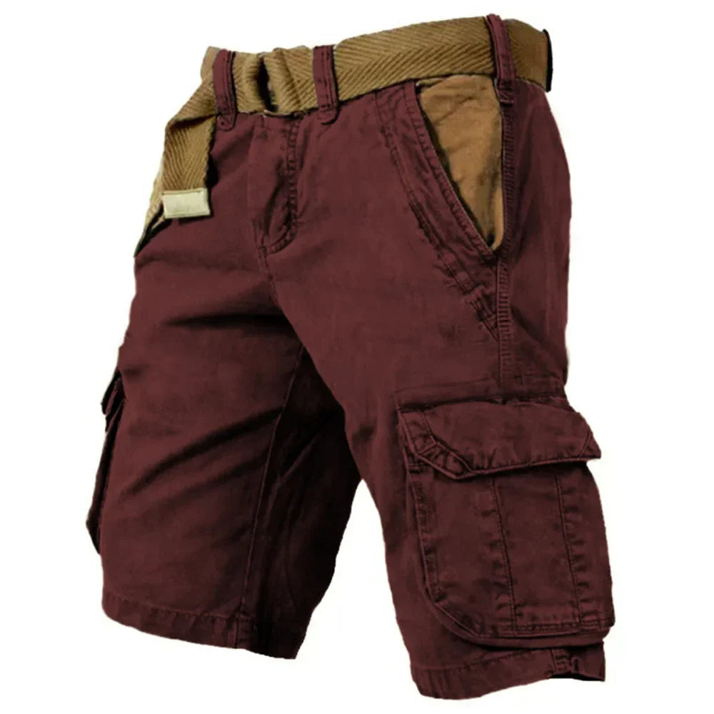 Comfortabele heren cargo shorts van ademende stof, inclusief riem, perfect voor warme zomerdagen.