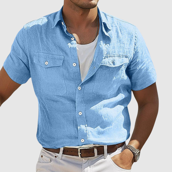 Stijlvol heren casual overhemd met korte mouwen en knoopsluiting, regular fit voor een zomerse look.