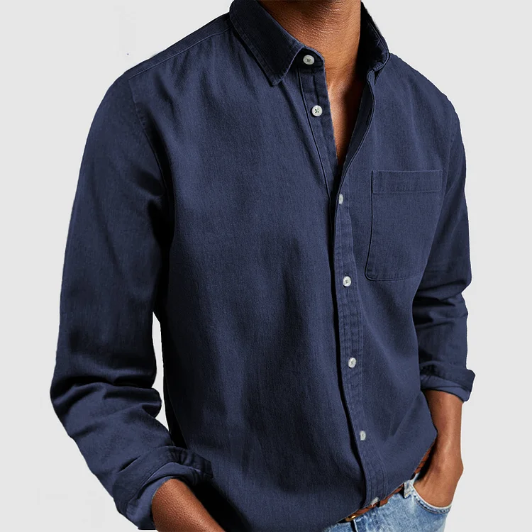 Heren casual overhemd met lange mouwen, comfortabel voor dagelijks gebruik.