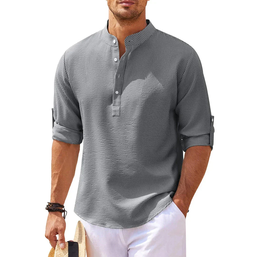 Veelzijdig heren overhemd met lange mouwen, perfect voor lente, zomer, herfst en elke casual setting.