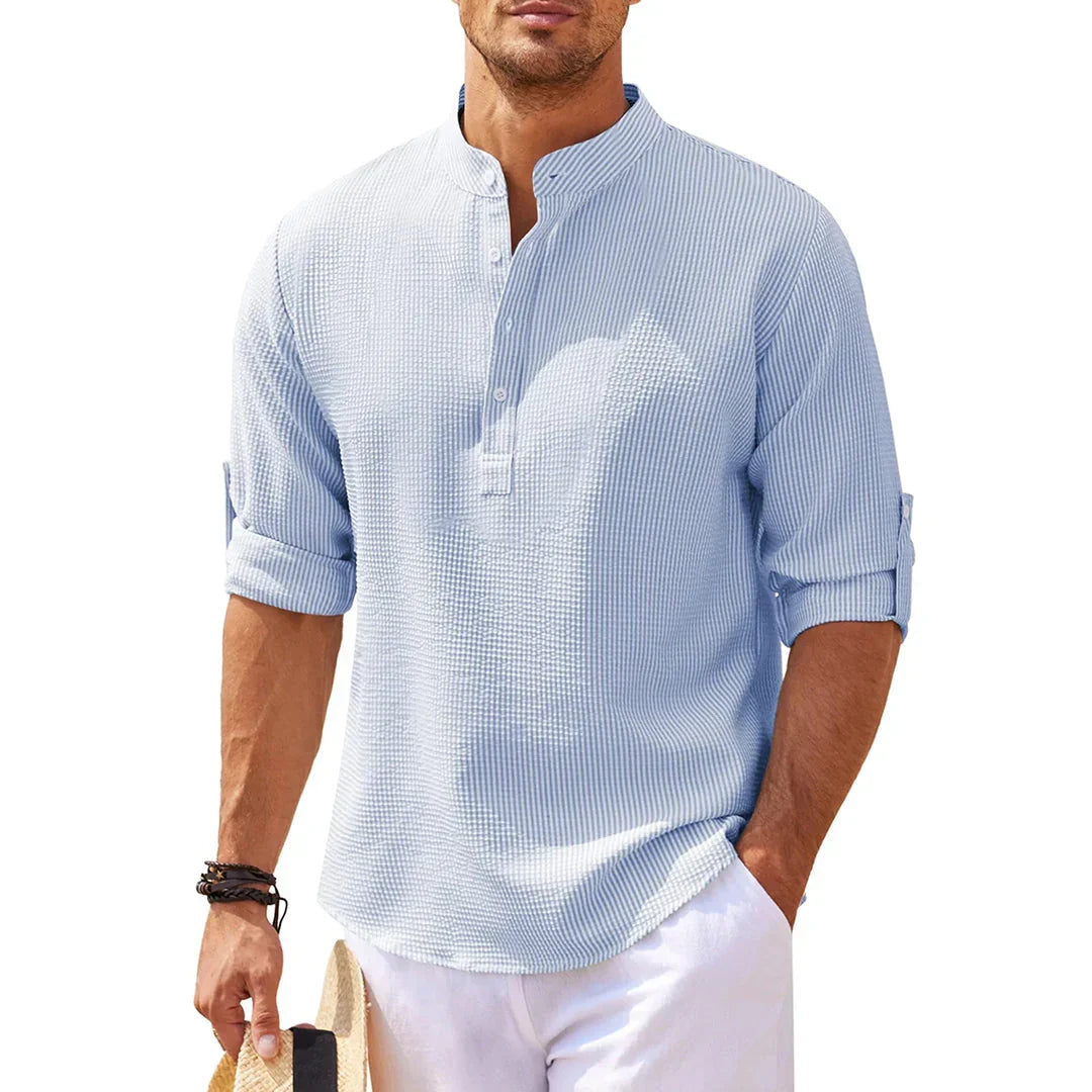 Comfortabel heren overhemd met lange mouwen, voor een ontspannen doch stijlvolle casual herenmode look.
