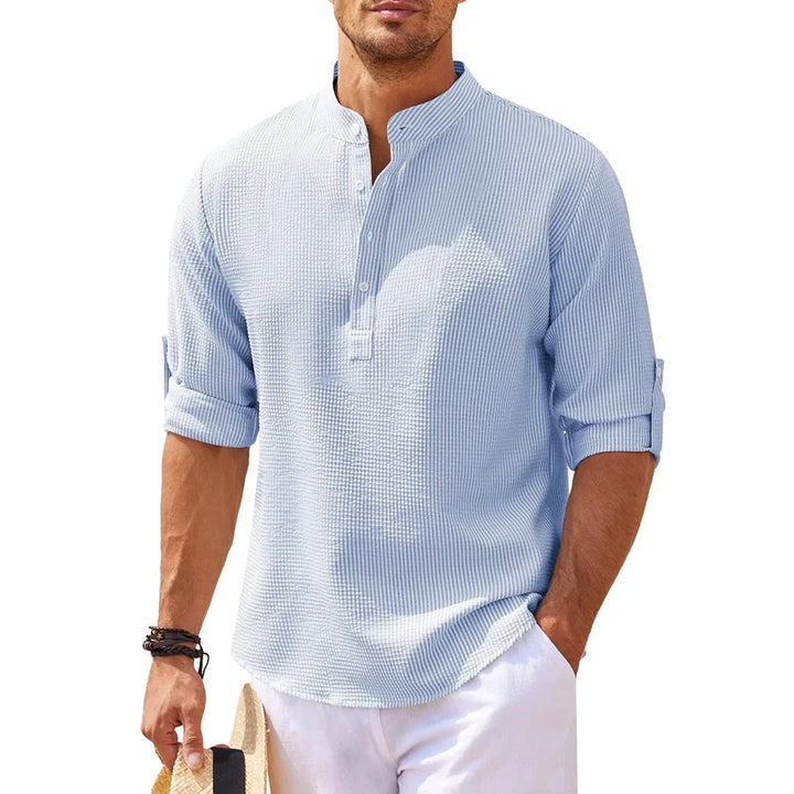 Comfortabel heren overhemd met lange mouwen, voor een ontspannen doch stijlvolle casual herenmode look.