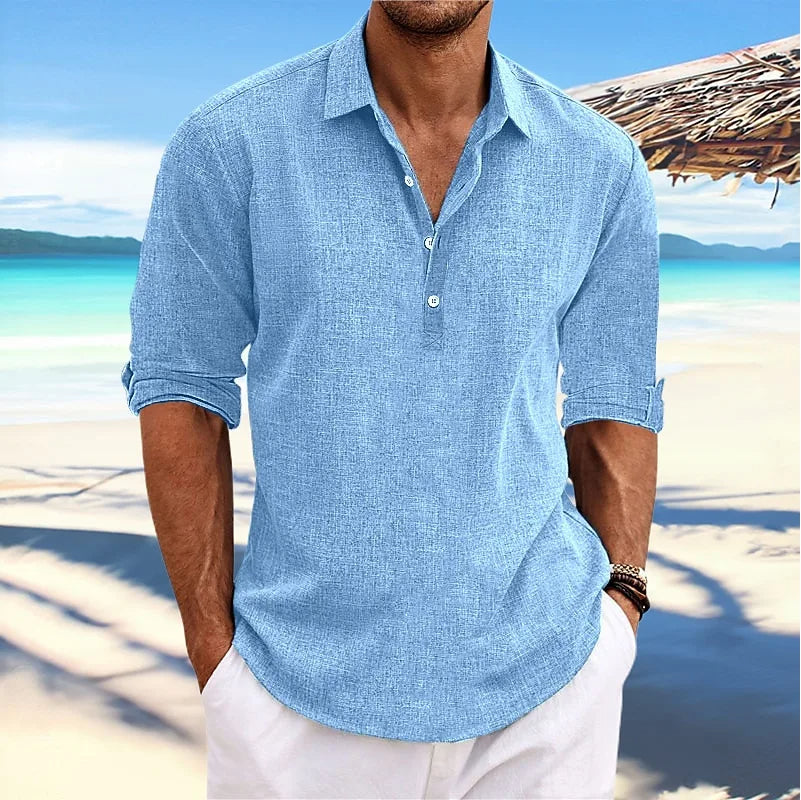 Heren casual shirt met lange mouwen, comfortabel en ademend, ideaal voor dagelijks gebruik in voorjaar/herfst.