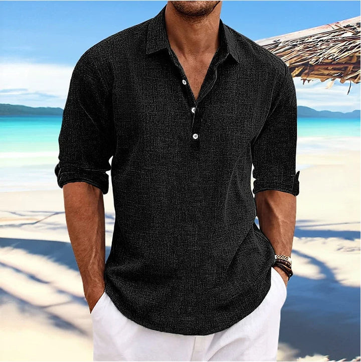Stijlvol basic heren shirt met lange mouwen, comfortabel, ademend en met knoopsluiting, ideaal voor casual mode.