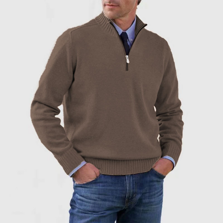 "Heren casual trui, halve rits, diverse kleuren, stijlvolle kraag, veelzijdig en comfortabel design. Perfect voor elke gelege