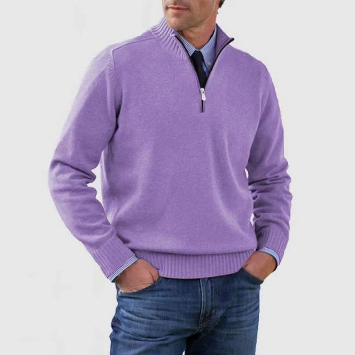 "Heren casual trui, halve rits, diverse kleuren, stijlvolle kraag, veelzijdig en comfortabel design. Perfect voor elke gelege