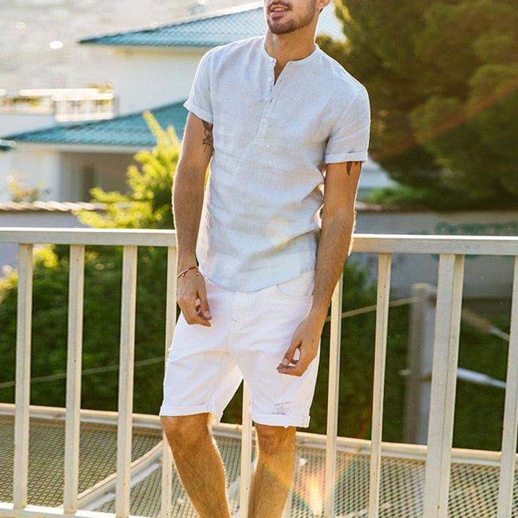 Ademende heren zomerblouse, casual comfort voor warme dagen. Heren tops.