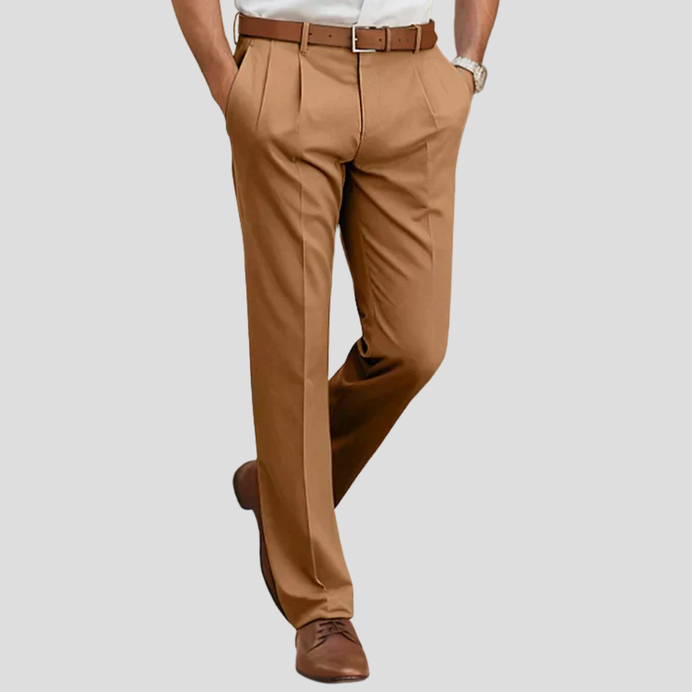 Stijlvolle herenbroek met rechte pijp, mid-rise, perfect voor een comfortabele zakelijke of casual look.