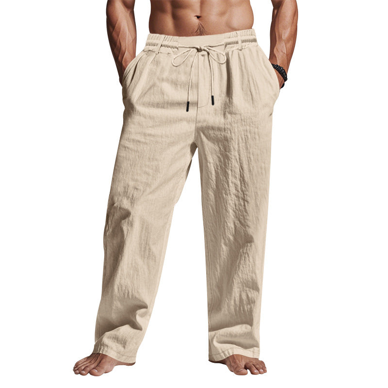Veelzijdige heren zomerbroek, casual chino met trekkoord, perfect voor relaxte dagen.