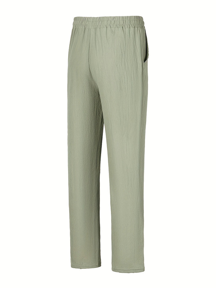 Heren chino broek met trekkoord, wijde pijpen en relaxte pasvorm; een must-have voor casual chic.